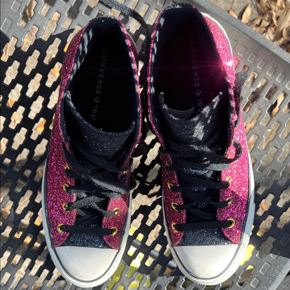 Converse Glitter Pink and Black Women’s High-Top Sneakers